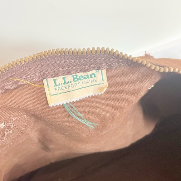 Vintage LL BEAN Brown Canvas Duffle Bag w Leather Trim Large Ivy League Trad 80s - Picture 3 of 11